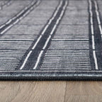 Rugshop Bohemian Stripe Lines Washable Non Slip Area Rug 8' x 10' Black