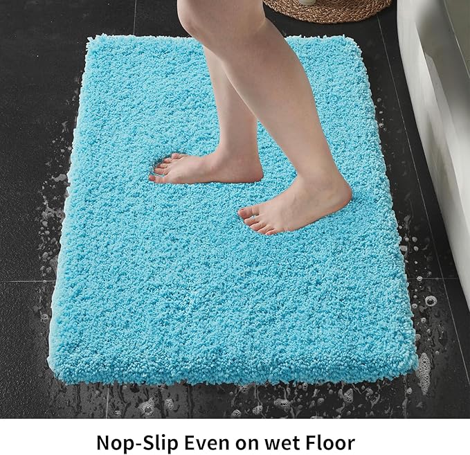 Teal Bathroom Rug 24x36 Non Slip Fluffy Bath Mat for Bathroom Floor Washable Plush Luxury Bath Rug for Tub Soft Shaggy Absorbent Shower Sink Mat