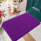 OLANLY Dog Door Mat for Muddy Paws 24x16, Absorbs Moisture and Dirt, Absorbent Non-Slip Washable Doormat, Quick Dry Chenille Mud Mat for Dogs, Entry Indoor Entryway Carpet for Inside Floor, Purple