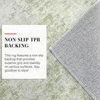 Modern Abstract Runner Rug for Bedroom 2x7, Sage Green Grey Washable Kitchen Runner, Non-Slip Soft Thin Faux Wool Mat for Entryway, Hallway, Laundry Room Indoor