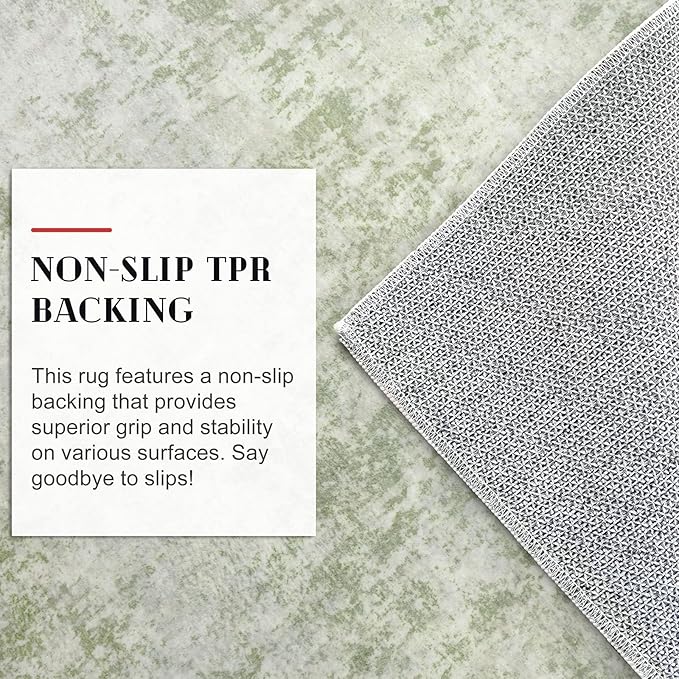 Modern Abstract Hallway Runner Rug, Sage Green Grey 2x8 Runner Rug, Washable Kitchen Runner Non-Slip Soft Thin Print Faux Wool Carpet for Entryway Bedroom Laundry Room Indoor
