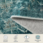 Lahome Vintage 9x12 Washable Blue Rugs for Living Room Bedroom, Boho Dining Room Rugs for Under Table, Soft Non Slip Indoor Throw Carpet for Home Office Playroom (9x12ft,Blue)