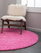 Unique Loom Solid Shag Collection Area Rug (4' 1" Round, Taffy Pink)