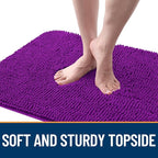 OLANLY Dog Door Mat for Muddy Paws 48x30, Absorbs Moisture and Dirt, Absorbent Non-Slip Washable Doormat, Quick Dry Chenille Mud Mat for Dogs, Entry Indoor Entryway Carpet for Inside Floor, Purple