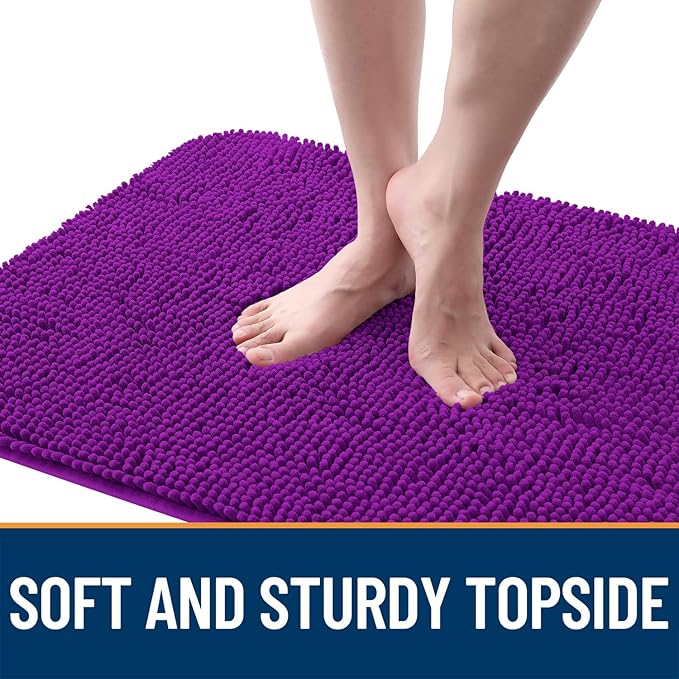 OLANLY Dog Door Mat for Muddy Paws 30x17, Absorbs Moisture and Dirt, Absorbent Non-Slip Washable Doormat, Quick Dry Chenille Mud Mat for Dogs, Entry Indoor Entryway Carpet for Inside Floor, Purple