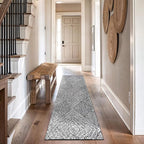 Rugshop Geometric Diamond Stripe Shag Runner Rug White 2' 3" x 8' Perfect for Hallways, Kitchens, or Behind The Sofa