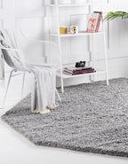 Unique Loom Solid Shag Collection Area Rug (6' 1" Octagon, Cloud Gray)