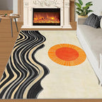 Boho Sun Area Rugs 4x6ft, Watercolor Mountain Carpet for Bedroom, Abstraction Deco Rug for Living Room Easy to Clean for Indoor Outdoor Hardwood Floors Home Decor