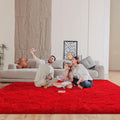 Red 8x10 Area Rugs for Living Room Bedroom, Fluffy Large Rug Soft Shag Non-Slip Carpet for Kids Boys and Girls Room Dorm Home Decor (8ft x 10ft)