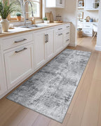 DEXI Hallway Runner Rug 3x8, Modern Abstract Non Slip Thin Soft Runners Carpet, Stain Resistant Washable Indoor Rug for Hallway Entryway Kitchen Laundry Room Living Room, Light Grey