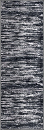 2x6 Modern Abstract Runner Rug for Hallways, Black Super Soft Hallway Decor Kitchen Rugs with Non-Slip, Non-Shedding Washable Rug for Entryway Bedroom Indoor