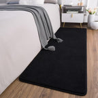 AROGAN Shag Runner Rug for Hallways, 2x6 Feet Washable Rugs with Memory Foam for Bedroom, Entryway Indoor Fluffy Throw Rug for Bedside Living Room Kids Girls Nursery Dorm Room Decor, Black
