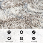 Rugshop Abstract Marble Shag Area Rug Blue 5' x 7' Great for Bedrooms, Living Rooms, or Under Coffee Tables