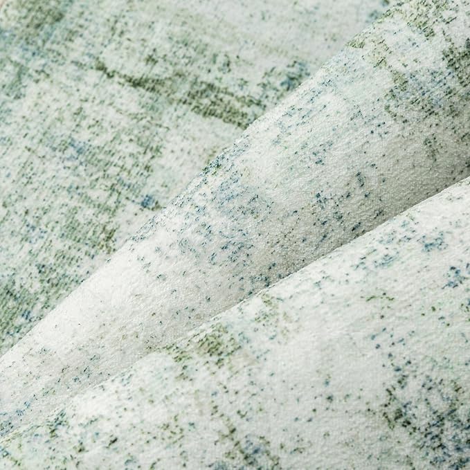 8x10 Washable Area Rug Sage Green Abstract Living Room Bedroom Carpet Neutral Modern Non-Slip Soft Low Pile Lightweight Vacuumable Large Throw Rug for Dining Room