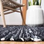 SAFAVIEH Rag Rug Collection Accent Rug - 4' x 6', Black, Handmade Boho Stripe Cotton, Ideal for High Traffic Areas in Entryway, Living Room, Bedroom (RAR121Z)