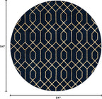 Unique Loom Glam Collection Area Rug - Trellis (7' 10" Round, Navy Blue Gold/ Gold)