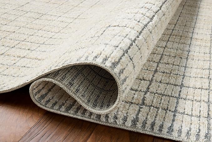 Loloi Amber Lewis Bexley Collection BEX-04 Slate/Natural 9' x 13' Area Rug Neutral, Textured, Living, Bedroom, Dining, Carpet