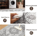 XWZO Washable Hallway Runner Rug 2x8ft — Non-Slip Low Pile Area Rug with Rubber Backing, Spill Resistant Soft Vintage Floor Carpet Runner for Kitchen Entryway Doorway Bedroom Corridor, Grey