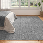 Eleisa Modern Vintage 8x10 Herringbone Chevron Area Rug for Living Room, Light Grey, Non-Slip Stain Resistant Washable Rug, Farmhouse Home Decor Carpet for Bedroom, Kitchen, Dining Room