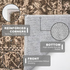 KILOCOCO Hallway Runner 2x5 Kitchen Runner Rug Printed Vintage Floral Washable Non-Slip Runners for Hallways Laundry Room Rugs Distressed Boho Rug Runners for Bedroom, Rust Brown Red
