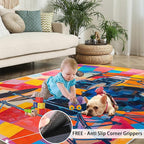2x4 Drum Set Runner Rug for Hallway - Abstract Art Kitchen Mat, Pop Art Kitchen Runner Rug Soft Non Slip Anti Fatigue for Laundry Room Indoor Hallways