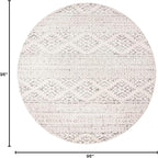 SAFAVIEH Tulum Collection Area Rug - 8' Round, Ivory & Grey, Moroccan Boho Tribal Design, Non-Shedding & Easy to Clean, Ideal for Living Room, Bedroom, Dining Space (TUL272A)