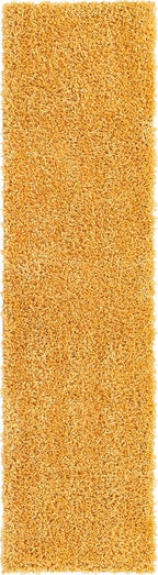 Unique Loom Davos Shag Collection Area Rug - Solid (2' 2" x 8' Runner, Sun Yellow)