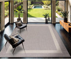 CAMILSON Outdoor Rug 8x10,Modern Outside Rugs for Patios Porches Waterproof Durable Washable Non-Shedding, Easy-to-Clean Indoor Outdoor Area Carpet (8 x 10, Bordered - Gray/White)