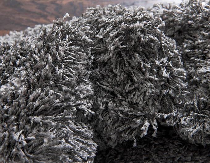 Unique Loom Solid Shag Collection Area Rug (6' 1" x 9' Rectangle, Graphite Gray)