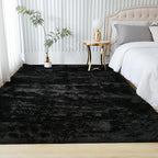 Andency Black Soft Area Rugs for Living Room Bedroom, 5x8 Fluffy Shaggy Bedside Rug, Non-Slip Large Shag Fuzzy Plush Carpets for Bedroom Kids Dorm Nursery Home Decor Aesthetic