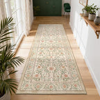 GarveeHome Boho 2x6 Runner Rug for Hallways Non Slip, Vintage Botanical Kitchen Rugs Washable Area Rug for Entryway Stain Resistant, Low Pile Soft Runner Camel Carpet for Bedroom Floor Laundry Room