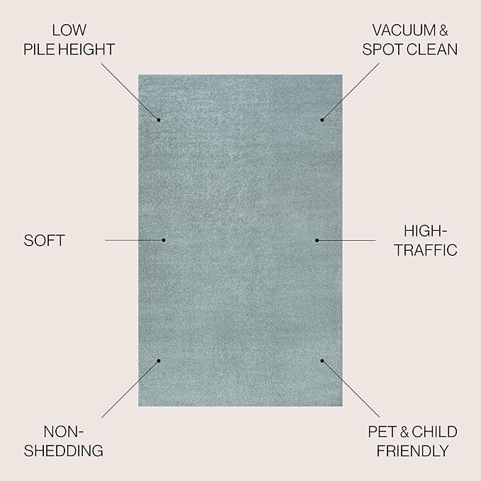 JONATHAN Y Haze Solid Low-Pile Aqua Blue Indoor Area Rug 3x5, Coastal,Bohemian,Minimalist,Classic, Easy-Cleaning for Living Room,Bedroom,Kitchen,Pet Friendly,Non-Shedding (SEU100S-3)