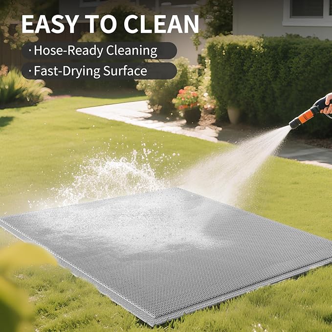 Front Door Mat 36''x59'', Drainage Heavy Duty Dirt Trapping Non-Slip Doormats, Outdoor Rubber Floor Mats, Restaurant Commercial Kitchen Industral Pool Entrance Bar Wet Area, Grey