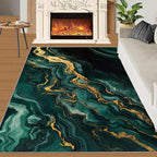 4x5 Abstract Marble Indoor Outdoor Rug - Emerald-Green-Marble Bedside Rug, Luxury Stone Pattern Washable Entry Way Rugs Kids Carpet for Inside House Playroom Living Room End Table Nursery