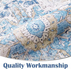 jinchan Kelda Runner Rug 2x6 Washable Rug Soft Hallway Runner Indoor Vintage Print Floor Cover Retro Distressed Lightweight Non-Slip Thin Carpet for Bathroom Kitchen Living Room Bedroom Blue