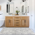 ReaLife Rugs Machine Washable Area Rug Runner - Living Room Bedroom Bathroom Kitchen Entryway Office - Padded Low Pile Stain Resistant Premium - Boho Farmhouse Vintage - Noor - Ivory Grey 2'6" x 8'