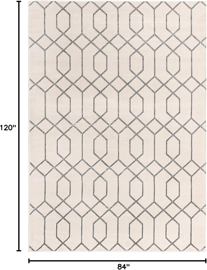 Marilyn Monroe Glam Collection Area Rug - Trellis (7'x 10' Rectangle, White Silver/ Silver)