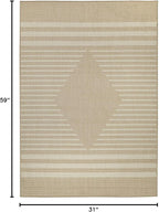 FH Home Flat Woven Outdoor Rug - Waterproof, Easy to Clean, Stain Resistant - Premium Polypropylene Yarn - Modern Geometric Kilim - Patio, Deck, Porch, Balcony - Mesa - Beige - 2ft 7in x 4ft 11in