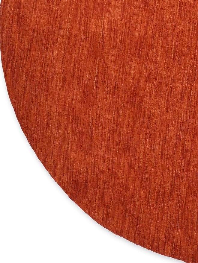 Hand Knotted Loom Wool ECO-Friendly Area Rugs - 8'x8', Round, Light Red Color, Solid Plain Design, High Pile Handmade Anti Skid Area Rugs for Living Room, Bed Room (L00111)