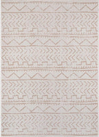 Beverly Rug Waikiki Indoor Outdoor Rug 6x9, Washable Outside Carpet for Patio, Deck, Porch, Trellis Area Rug, Water Resistant, Beige - White
