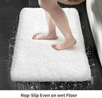 White Bathroom Runner Rug 24x70 Non Slip Fluffy Long Bath Mat for Bathroom Floor Washable Plush Luxury Bath Rug for Tub Absorbent Bathroom Shower Sink Mat Bedside Rug