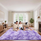 Area Rugs 9x12 Living Room, Fluffy Large Rugs for Bedroom, Soft Shag Fuzzy Non-Slip Carpet for Kids Boys and Girls Nursery Room Dorm Indoor Home Decor (Tie-Dyed Purple, 9ft x 12ft)