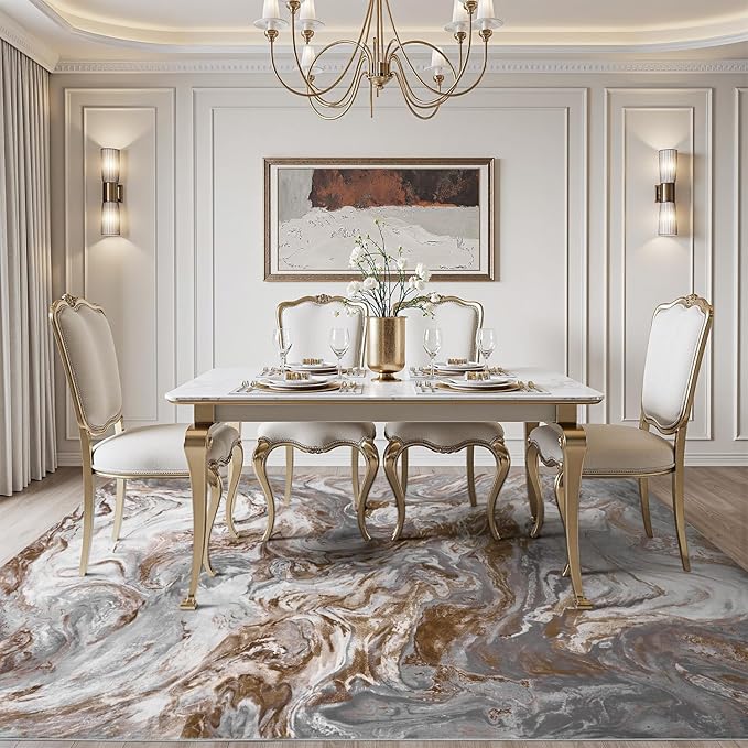 5x7 Area Rugs for Living Room, Modern Abstract Rug for Bedroom, Contemporary Machine Washable Rug, Large Stain Resistant Carpet for Dining Room Playroom Home Office, Pet & Kids Friendly
