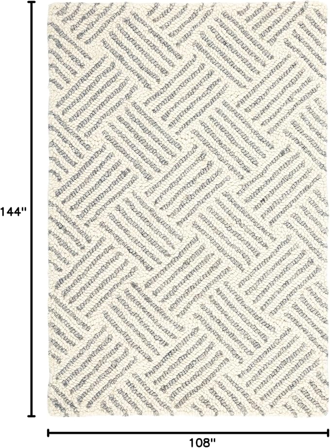Dash & Albert Layers Grey Hand Hooked Wool Rug, 8.5 X 11.5 Feet, Grey/Ivory Geometric Pattern