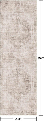 Beige Brown 2'6''x8' Wide Hallway Runner Rug - Washable Kitchen Sink Rug, Non Slip 8ft Long Runner Rug for Entryway, Abstract Modern Home Décor
