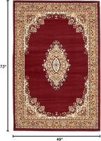 Unique Loom Reza Collection Traditional Persian Style Area Rug, 4 x 6 ft, Burgundy/Ivory
