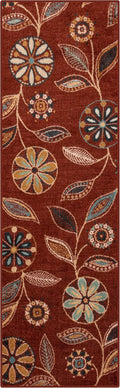 Maples Rugs Reggie Floral Runner Rug - Made in USA - Washable, Non Slip Indoor Carpet for Kitchen, Hallway, and Laundry Room, 2'6" x 8', Merlot