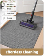 Color&Geometry Ultra-Thin Indoor Door Mat, 21"x31" Low-Profile Non-Slip Entryway Rug with Modern Geometric Texture, Washable Doormat for Entrance, Front Doors, Light Grey (FOLD)
