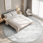 Valenrug Washable Round Area Rugs 6x6 - Stain Resistant 6ft Round Rugs for Living Room, Non Slip Backing Printed Rugs for Bedroom, Folable Machine Washable Area Rug (6ft, Grey)