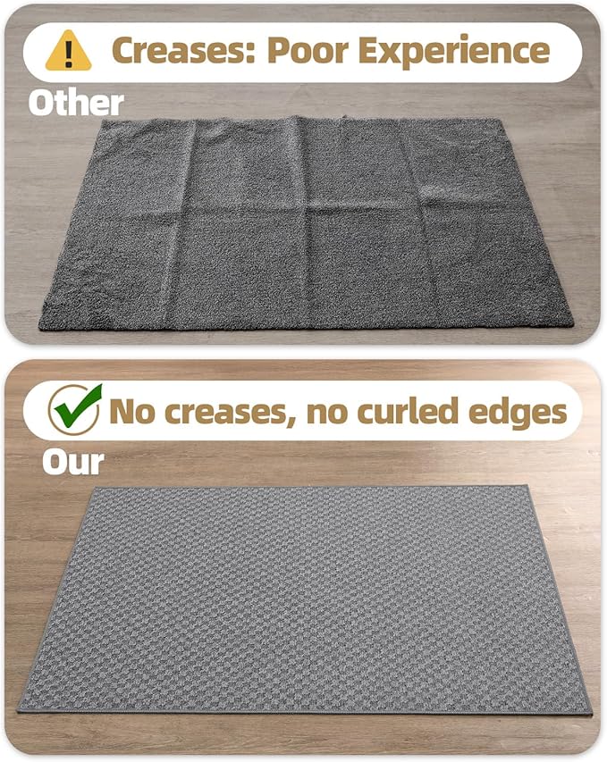 Color&Geometry Oversized Door Mat Non Slip Rubber Backed, 48"x72" Front Door Mat Indoor Outdoor Rug, Dirt Trapper Doormat, Heavy Duty Front Door Rugs, Dark Grey (Rolled-up NO Creases)